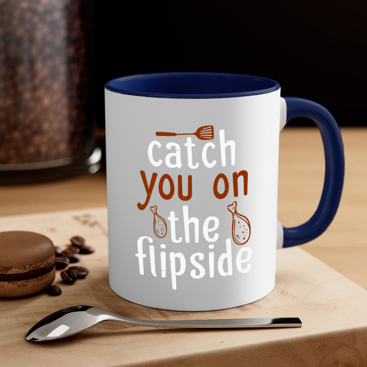 Catch You on the Flipside 3# Mug with colorful handle and glossy finish, available in multiple colors and sizes.