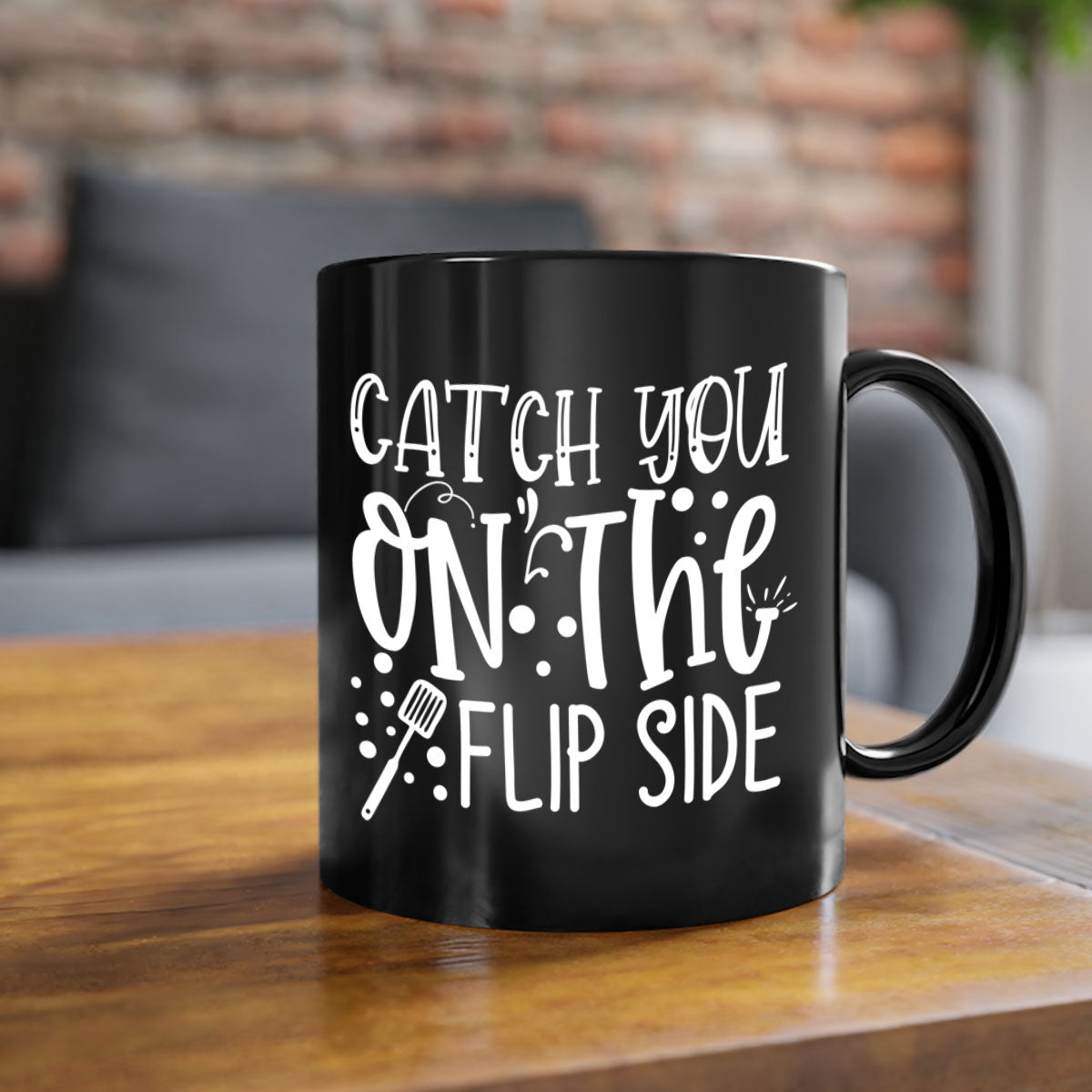 Catch You on the Flipside 50# Mug featuring a glossy finish, colored handle, and interior in vibrant colors.