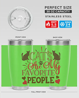 Cats Are My Favorite People Style 8# tumbler, 20oz, double wall vacuum stainless steel with a unique cat-themed design.