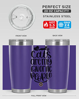 Cats Are My Favorite People Style 89# Tumbler, a 20oz stainless steel tumbler with a vibrant cat-themed design, perfect for hot and cold beverages.