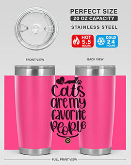 Cats Are My Favorite People Style 89# Tumbler, a 20oz stainless steel tumbler with a vibrant cat-themed design, perfect for hot and cold beverages.