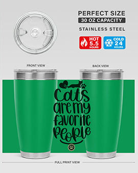Cats Are My Favorite People Style 89# Tumbler, a 20oz stainless steel tumbler with a vibrant cat-themed design, perfect for hot and cold beverages.