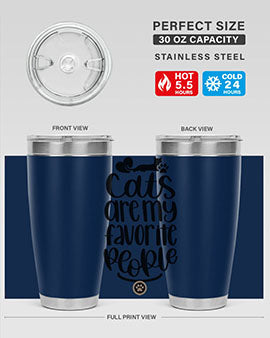 Cats Are My Favorite People Style 89# Tumbler, a 20oz stainless steel tumbler with a vibrant cat-themed design, perfect for hot and cold beverages.