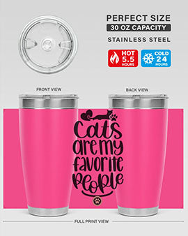 Cats Are My Favorite People Style 89# Tumbler, a 20oz stainless steel tumbler with a vibrant cat-themed design, perfect for hot and cold beverages.