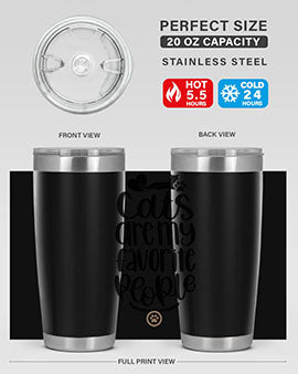 Cats Are My Favorite People Style 89# Tumbler, a 20oz stainless steel tumbler with a vibrant cat-themed design, perfect for hot and cold beverages.