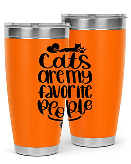 Cats Are My Favorite People Style 89# Tumbler, a 20oz stainless steel tumbler with a vibrant cat-themed design, perfect for hot and cold beverages.