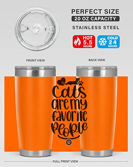 Cats Are My Favorite People Style 89# Tumbler, a 20oz stainless steel tumbler with a vibrant cat-themed design, perfect for hot and cold beverages.