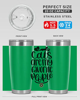 Cats Are My Favorite People Style 89# Tumbler, a 20oz stainless steel tumbler with a vibrant cat-themed design, perfect for hot and cold beverages.