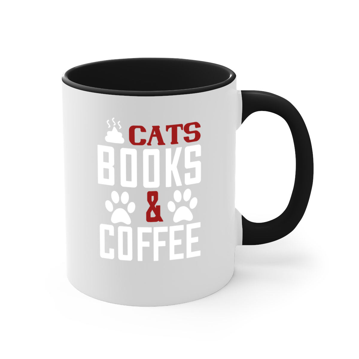 Cats Books and Coffee Style 38# Mug featuring a two-tone design with a colored handle and glossy finish, perfect for coffee lovers.