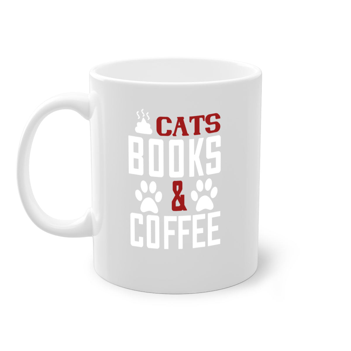 Cats Books and Coffee Style 38# Mug featuring a two-tone design with a colored handle and glossy finish, perfect for coffee lovers.