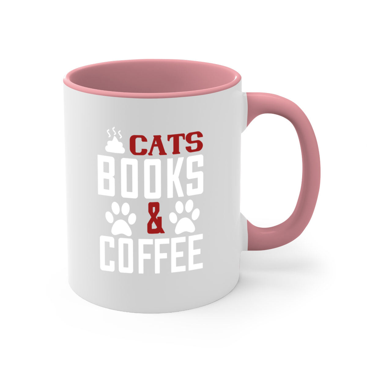 Cats Books and Coffee Style 38# Mug featuring a two-tone design with a colored handle and glossy finish, perfect for coffee lovers.