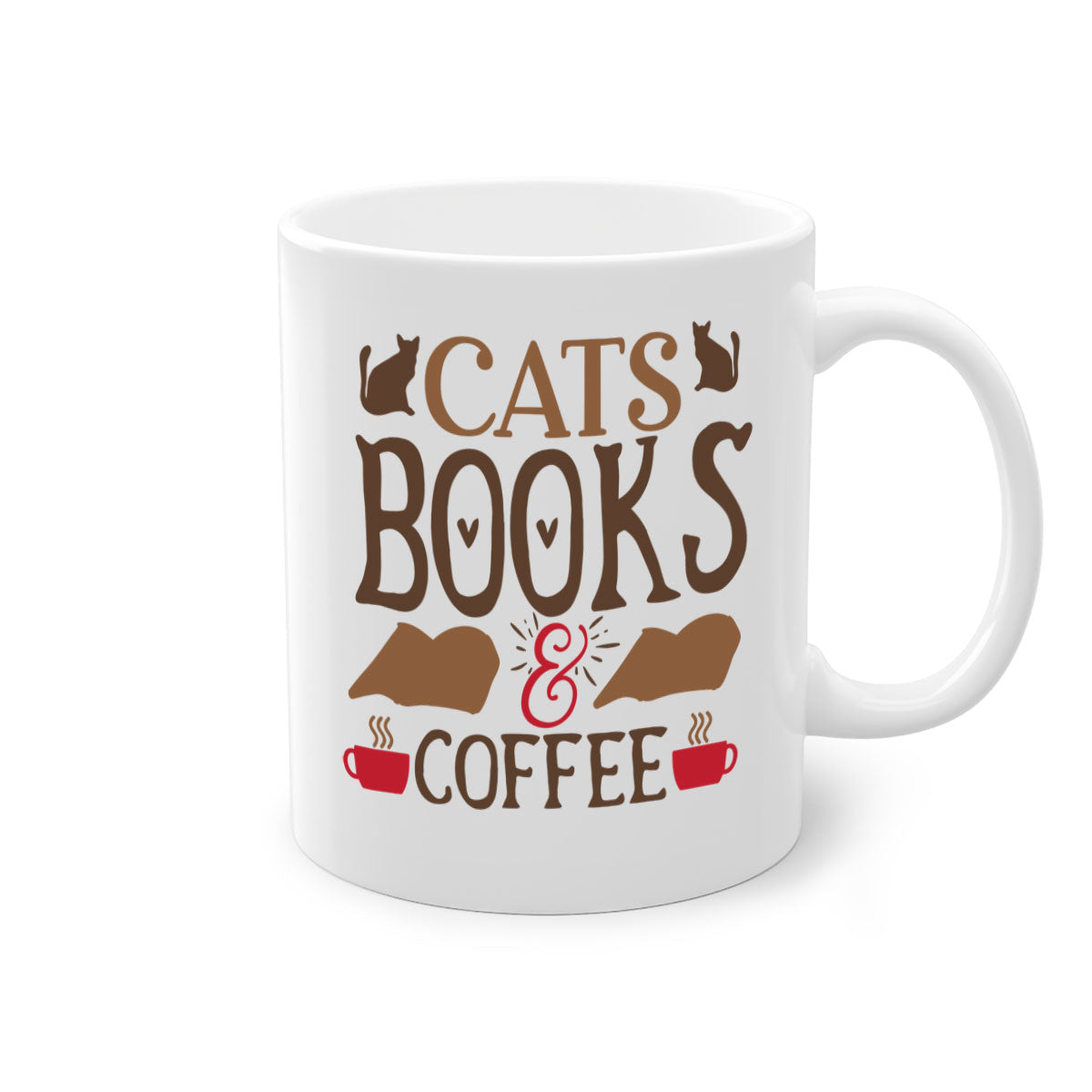 Cats Books Coffee Style 9# Mug featuring a two-tone design with a colored handle and glossy finish, available in multiple colors.