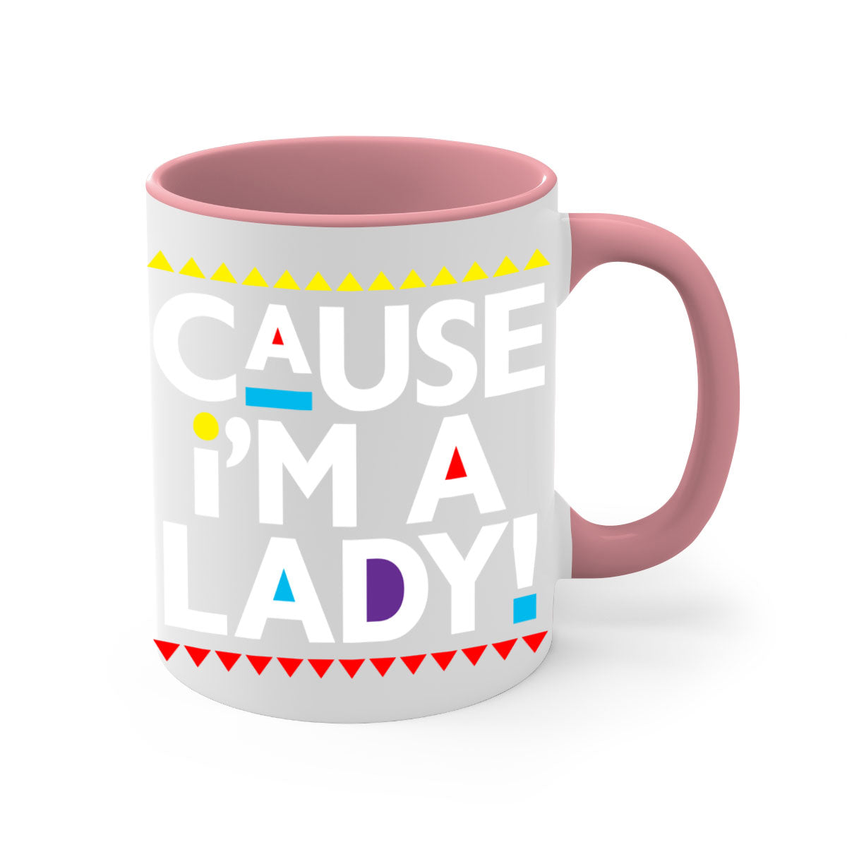 Causeimalady 189# black words phrases mug with colored handle and glossy finish, available in multiple colors and sizes.