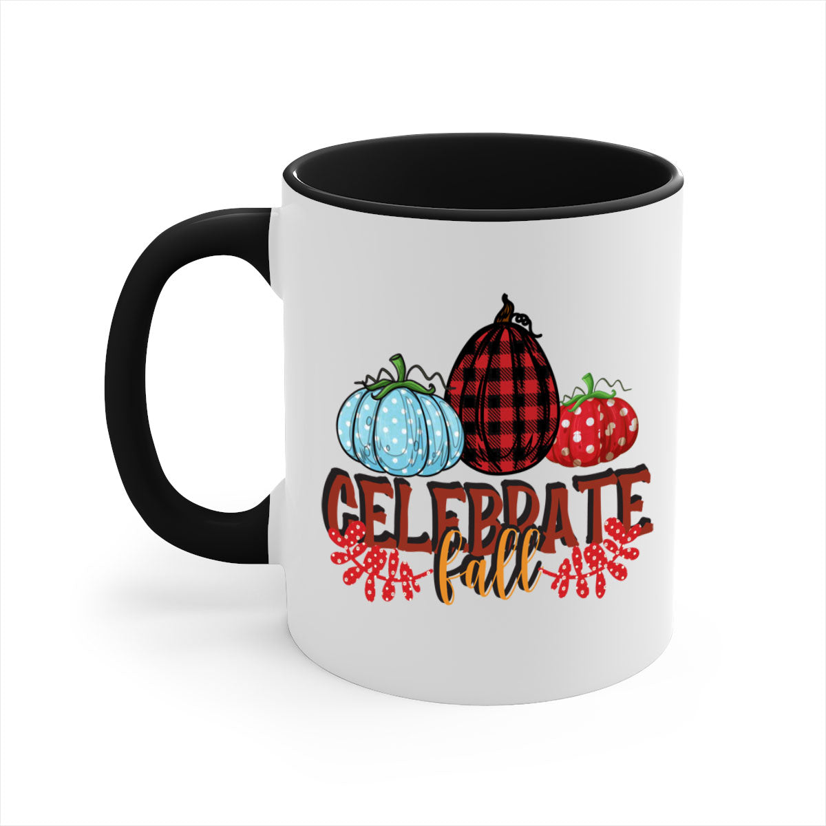 Celebrate Fall 58# Mug featuring a two-tone design with a colored handle and glossy finish, available in multiple colors.
