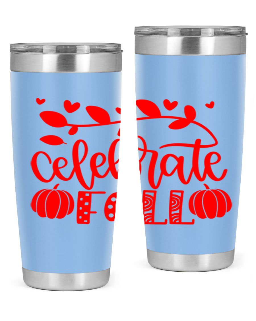 Celebrate Fall 59# Tumbler, a stylish 20oz double wall vacuum stainless steel tumbler with a festive fall design.