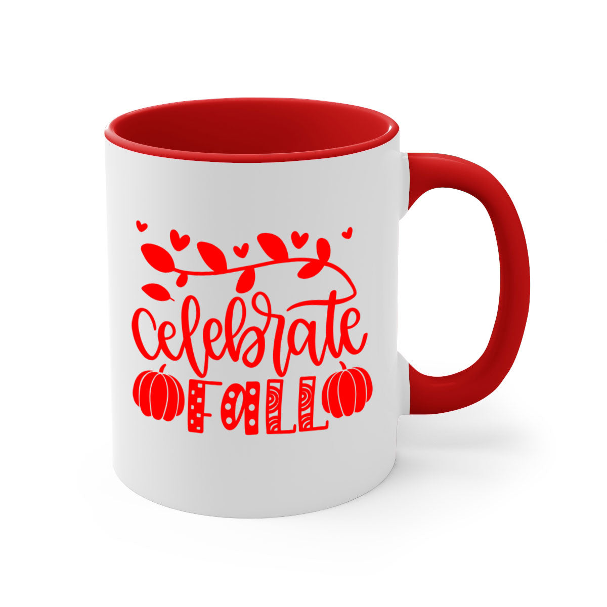Celebrate Fall 59# Mug featuring a two-tone design with a colored handle and glossy finish, available in multiple colors.