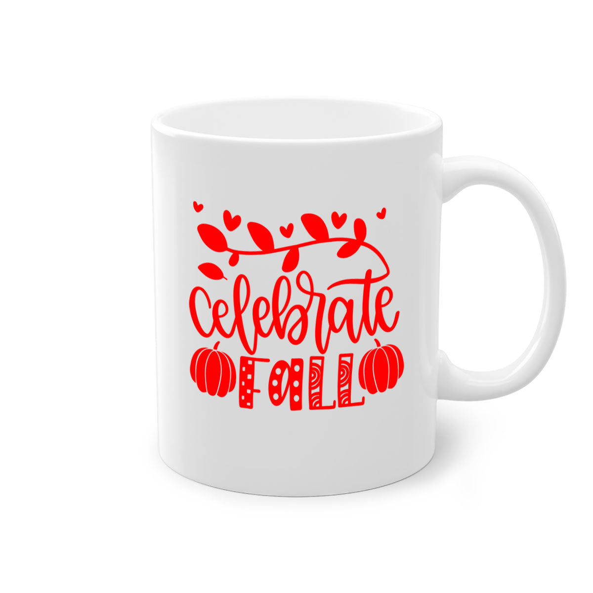 Celebrate Fall 59# Mug featuring a two-tone design with a colored handle and glossy finish, available in multiple colors.