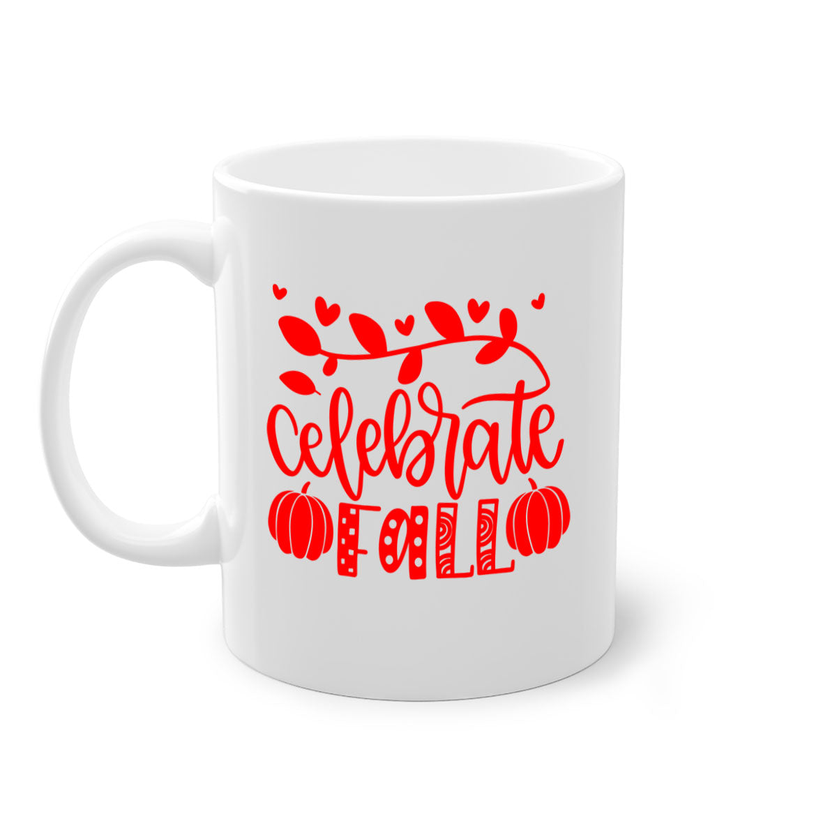 Celebrate Fall 59# Mug featuring a two-tone design with a colored handle and glossy finish, available in multiple colors.