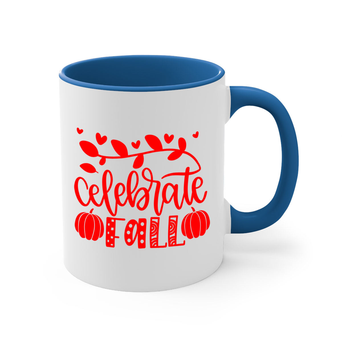 Celebrate Fall 59# Mug featuring a two-tone design with a colored handle and glossy finish, available in multiple colors.