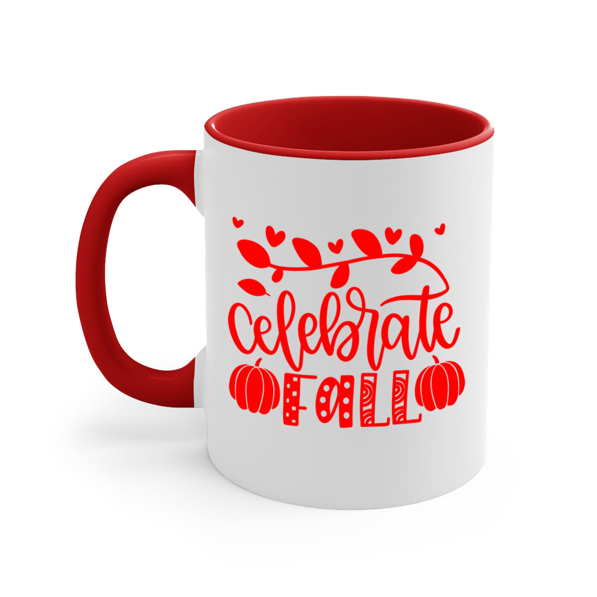Celebrate Fall 59# Mug featuring a two-tone design with a colored handle and glossy finish, available in multiple colors.