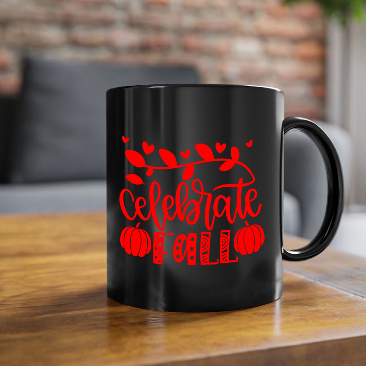 Celebrate Fall 59# Mug featuring a two-tone design with a colored handle and glossy finish, available in multiple colors.