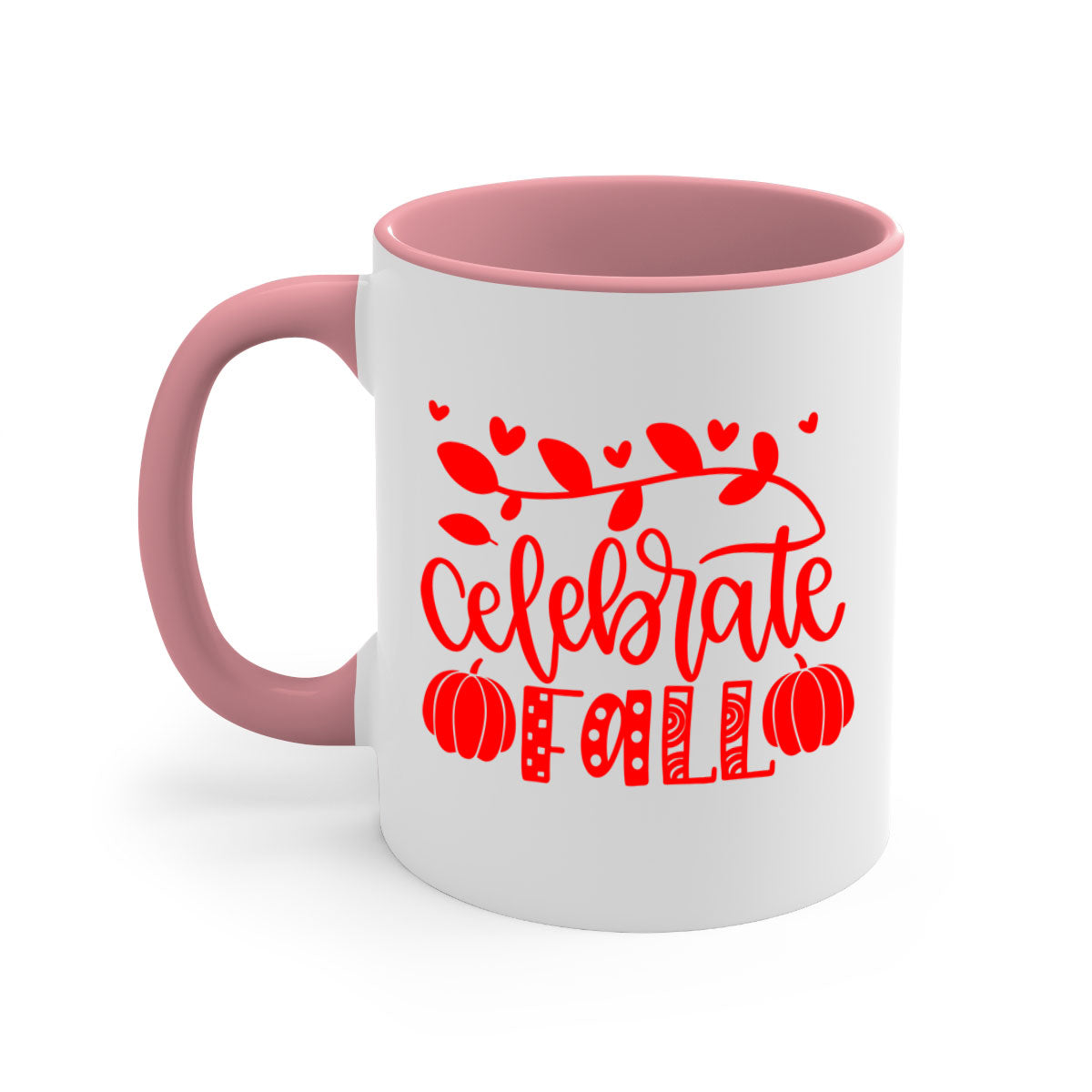 Celebrate Fall 59# Mug featuring a two-tone design with a colored handle and glossy finish, available in multiple colors.
