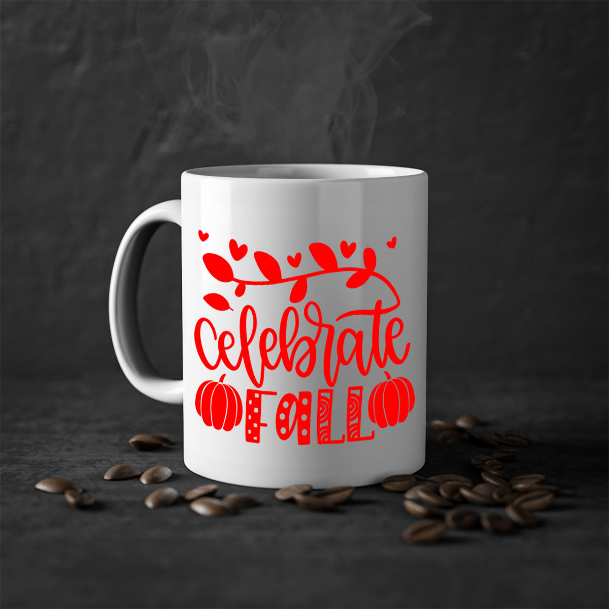 Celebrate Fall 59# Mug featuring a two-tone design with a colored handle and glossy finish, available in multiple colors.