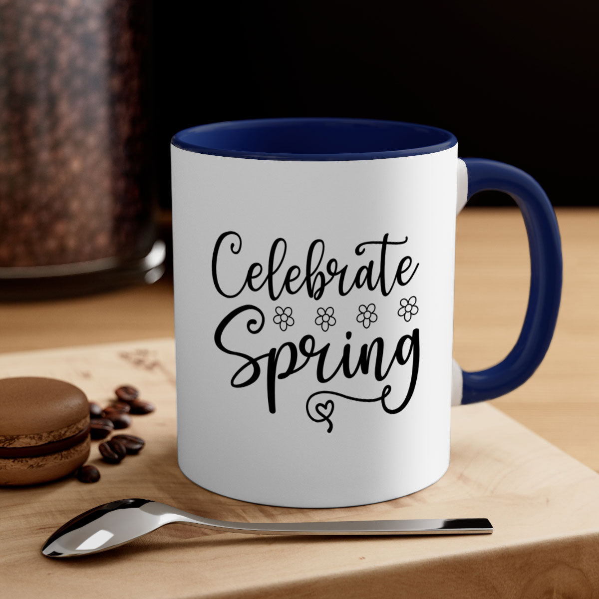Celebrate Spring 105# Mug featuring a two-tone design with a colored handle and glossy finish, available in multiple colors.