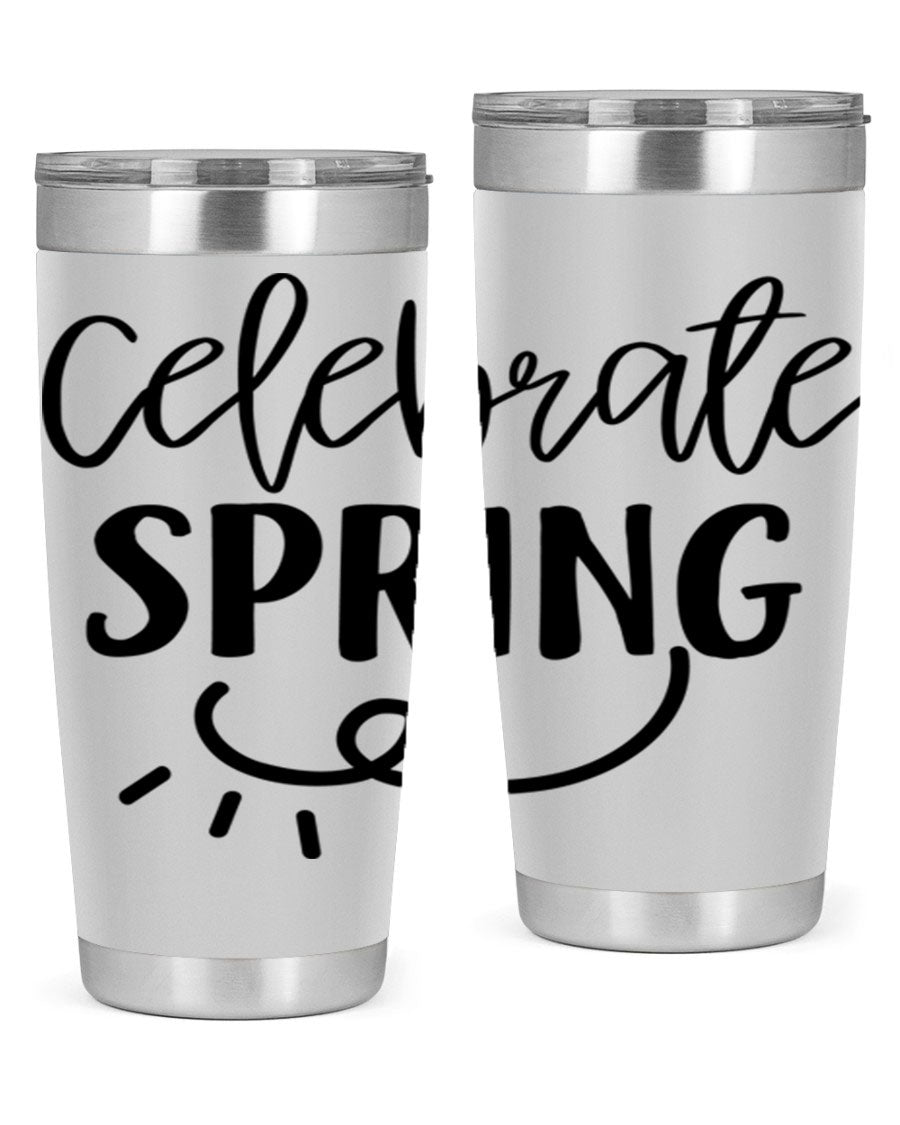 CELEBRATE SPRING 107# 20oz stainless steel tumbler with vibrant spring design and drink-thru lid.