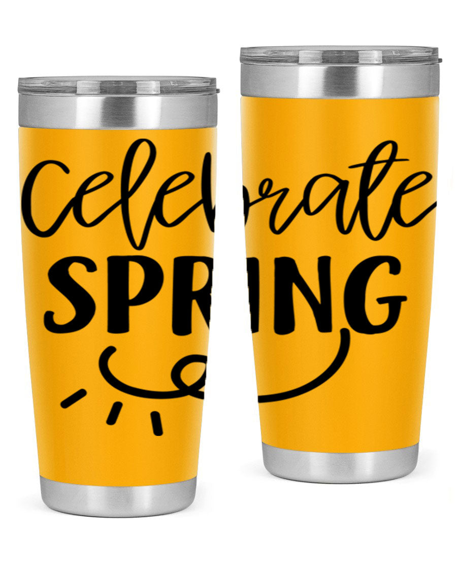 CELEBRATE SPRING 107# 20oz stainless steel tumbler with vibrant spring design and drink-thru lid.