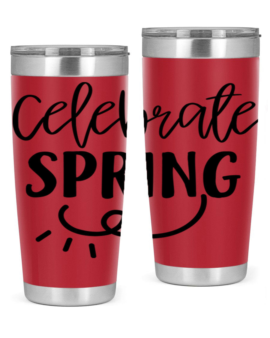 CELEBRATE SPRING 107# 20oz stainless steel tumbler with vibrant spring design and drink-thru lid.