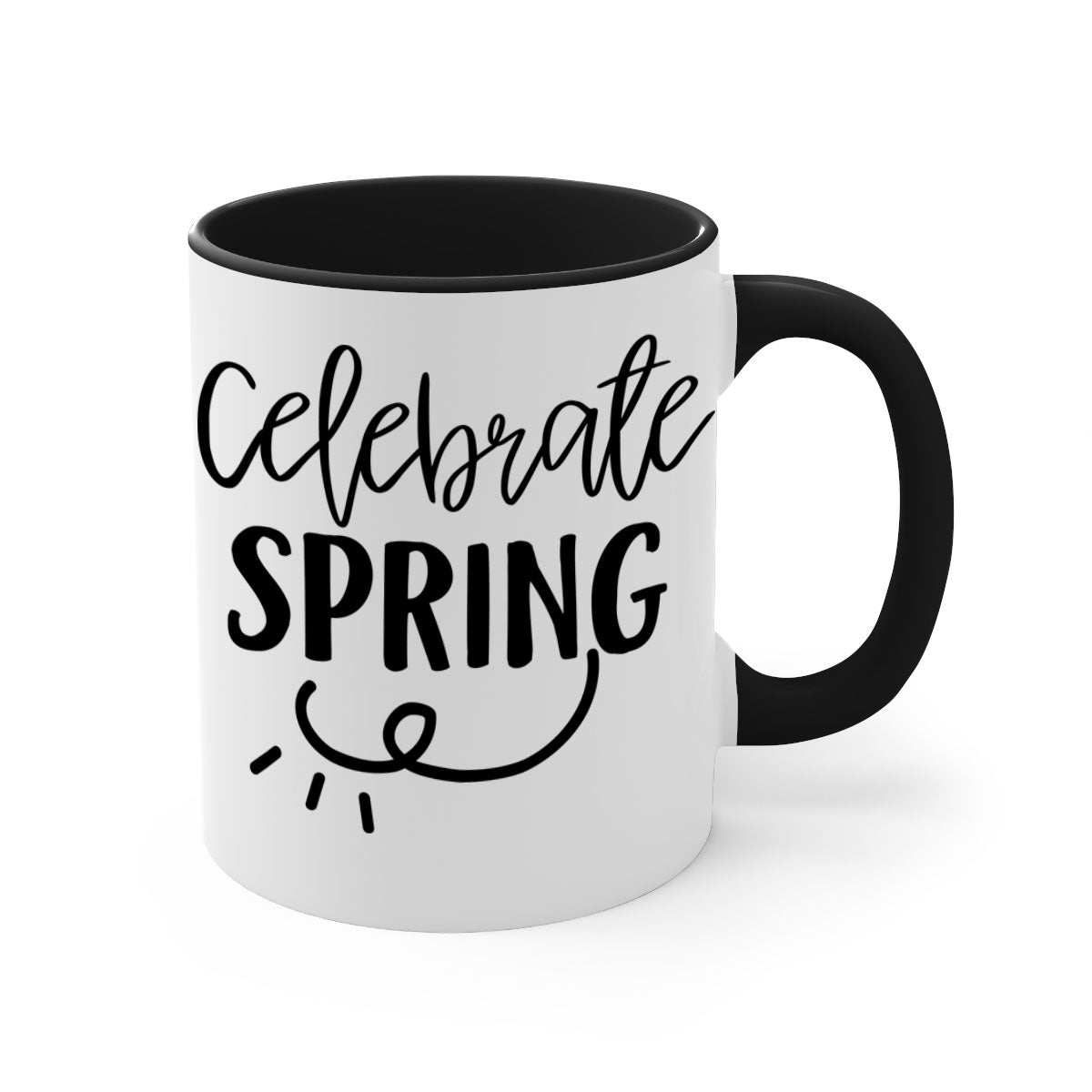 CELEBRATE SPRING 107# Mug featuring a two-tone design with a colored handle and glossy finish, available in multiple colors.