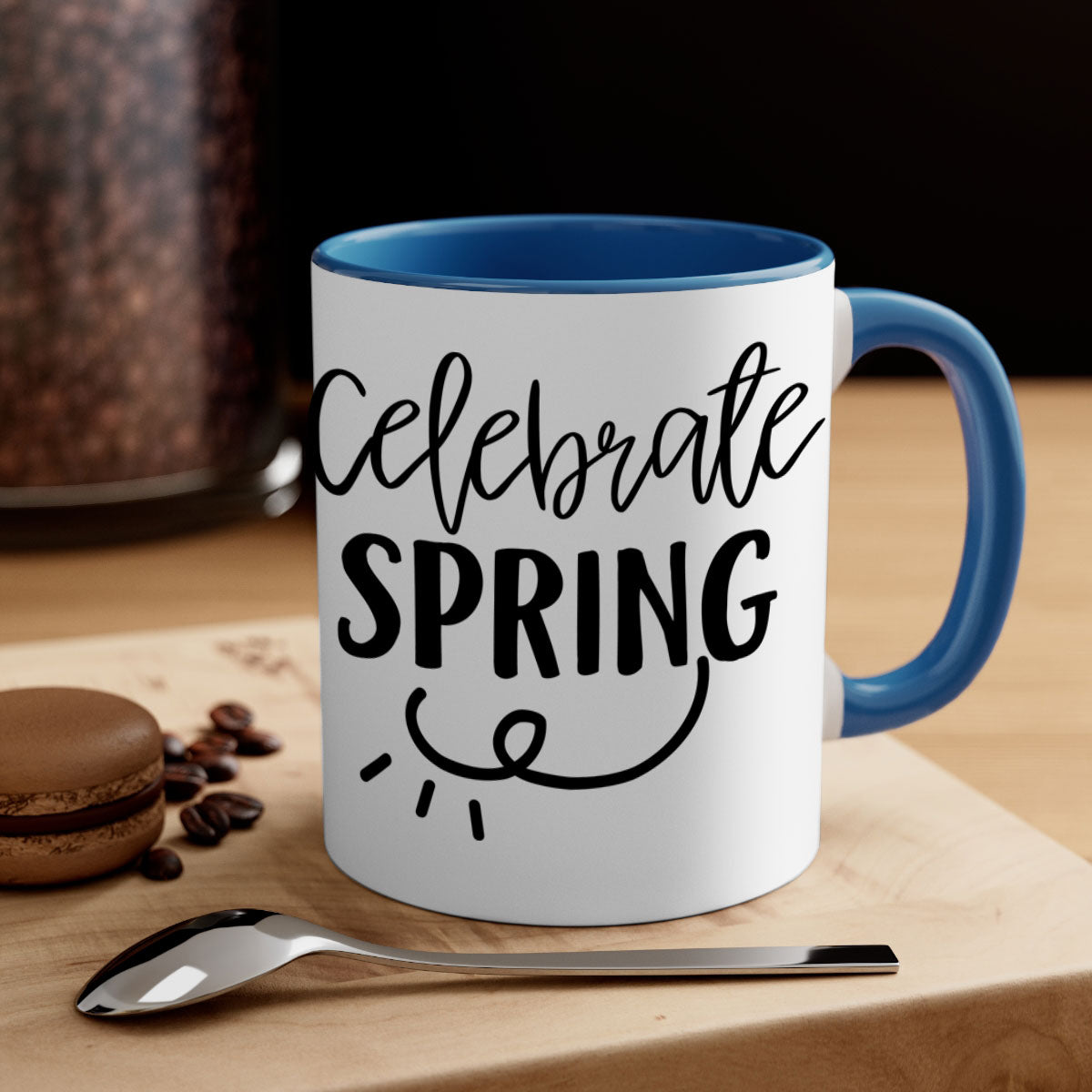 CELEBRATE SPRING 107# Mug featuring a two-tone design with a colored handle and glossy finish, available in multiple colors.