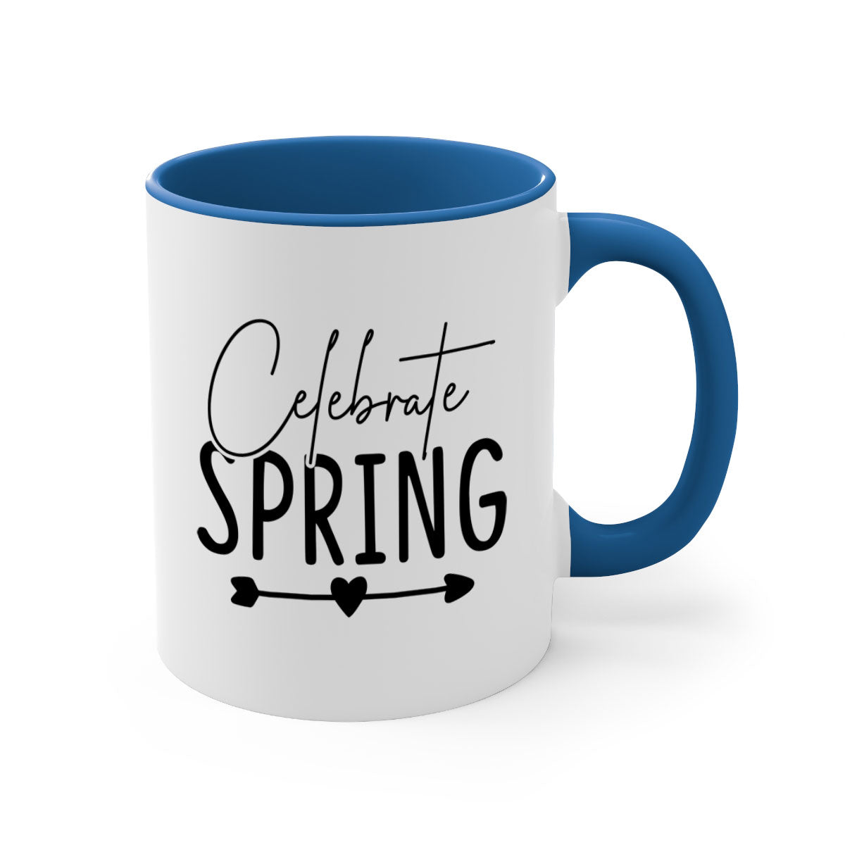 Celebrate Spring 98# Mug featuring a two-tone design with a colored handle and glossy finish, available in multiple colors.