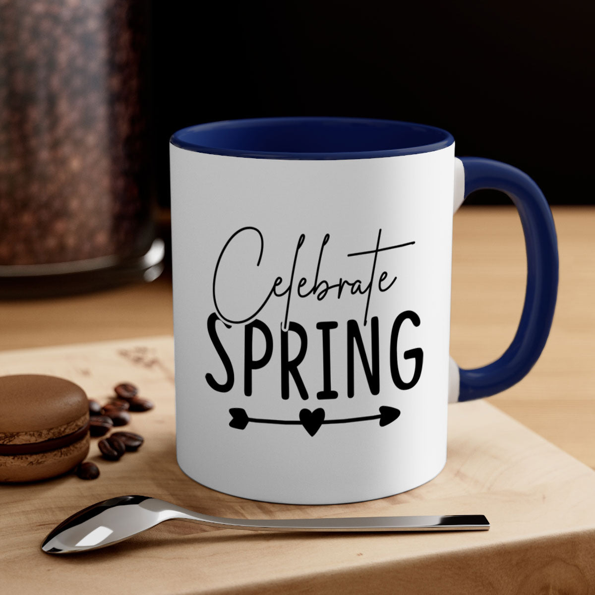 Celebrate Spring 98# Mug featuring a two-tone design with a colored handle and glossy finish, available in multiple colors.