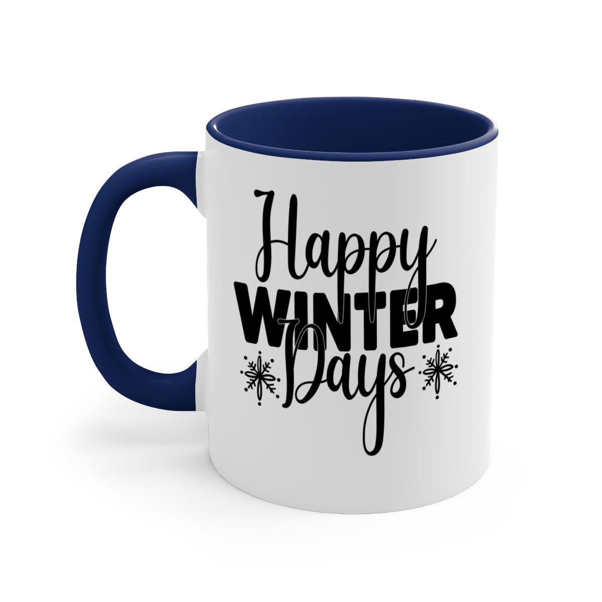 Celebrate the Winter Fun 40# Mug featuring a two-tone design with a colored handle and glossy finish, available in multiple colors.