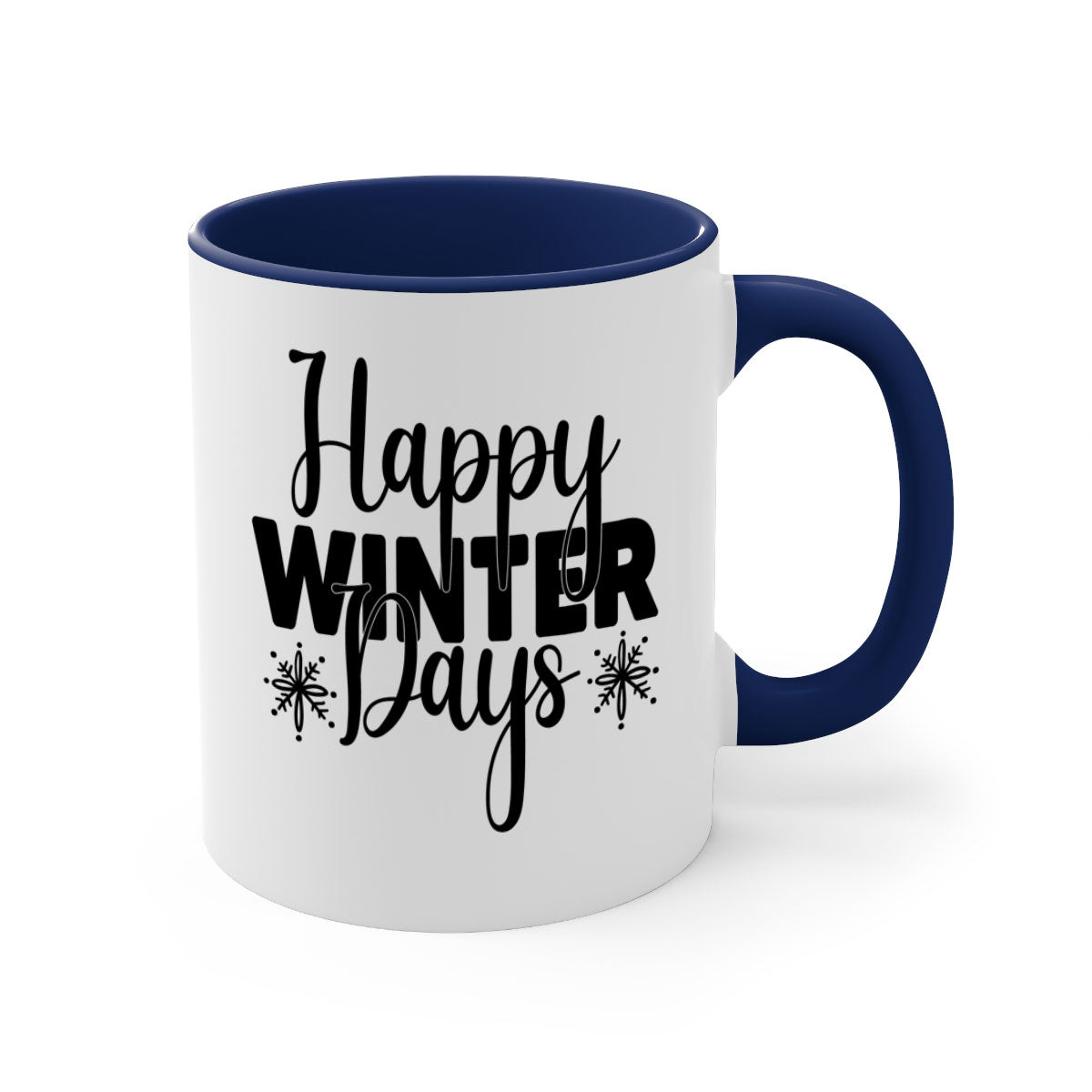 Celebrate the Winter Fun 40# Mug featuring a two-tone design with a colored handle and glossy finish, available in multiple colors.