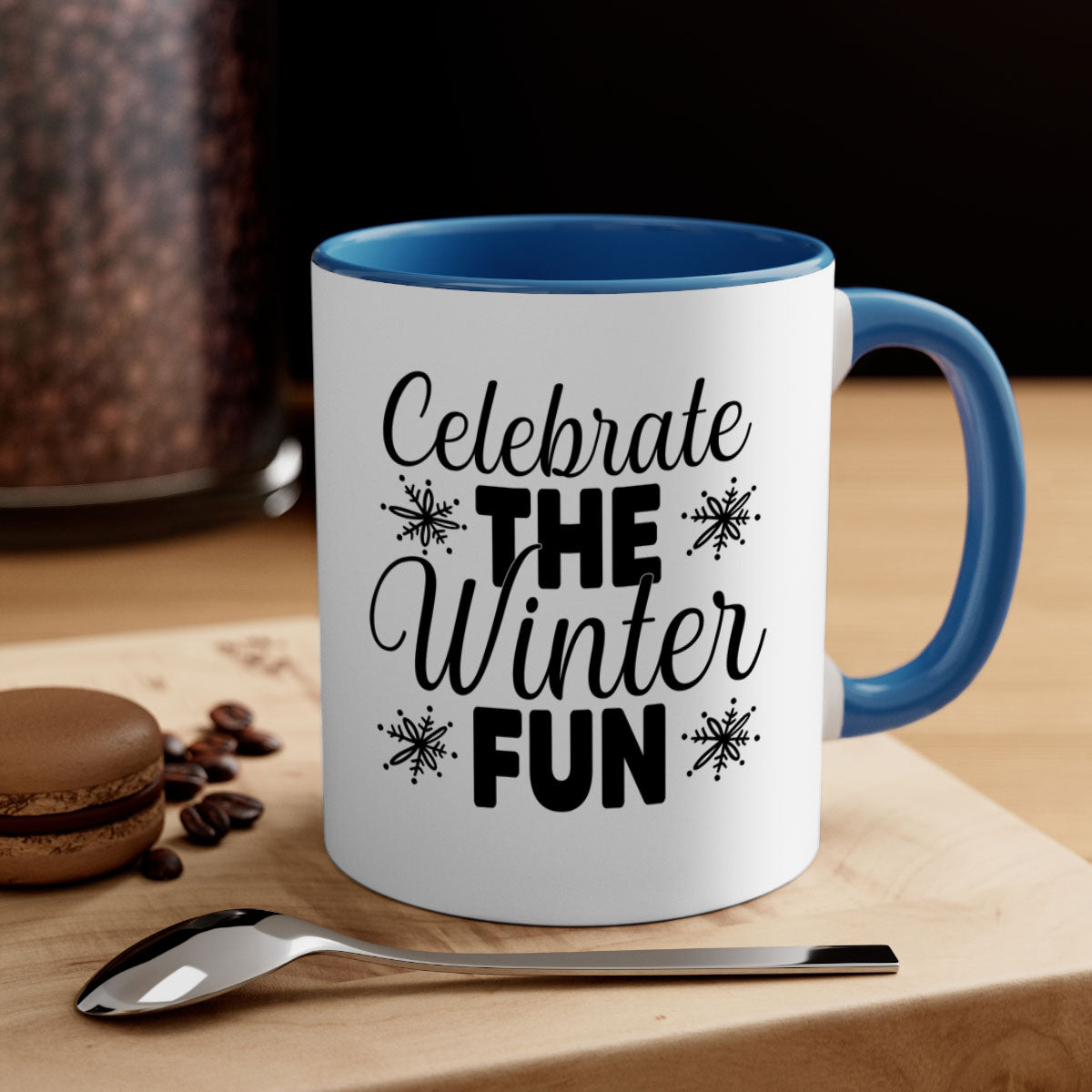 Celebrate the Winter Fun41# Mug featuring a two-tone design with a colored handle and glossy finish, available in multiple colors.