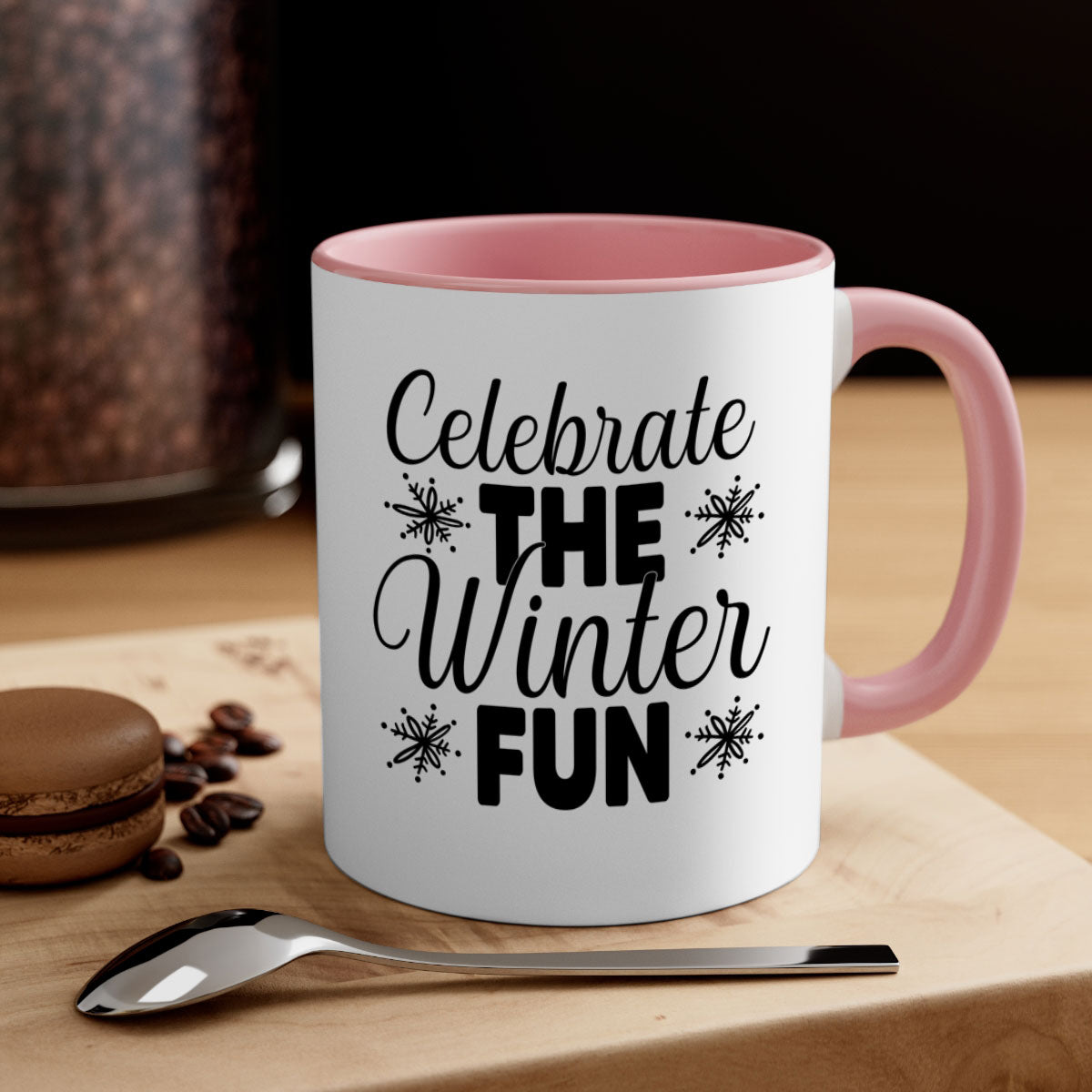 Celebrate the Winter Fun41# Mug featuring a two-tone design with a colored handle and glossy finish, available in multiple colors.