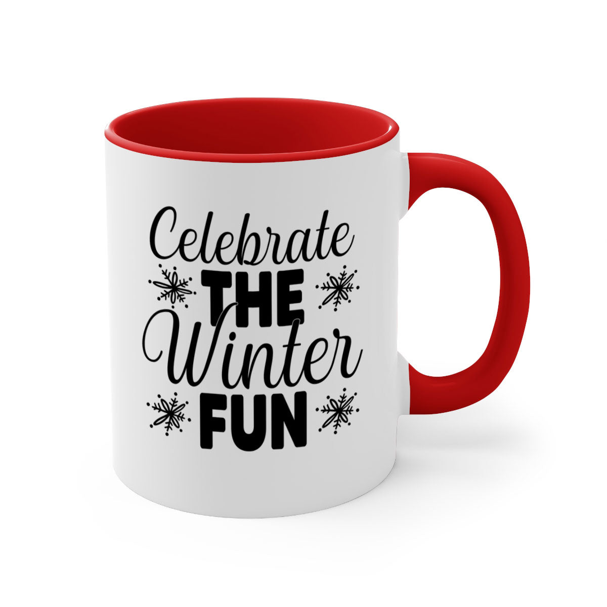 Celebrate the Winter Fun41# Mug featuring a two-tone design with a colored handle and glossy finish, available in multiple colors.