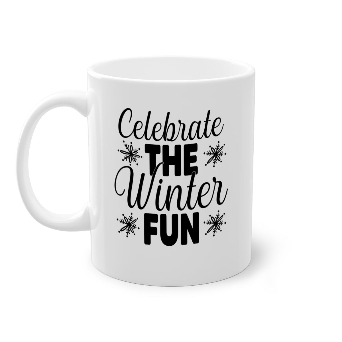 Celebrate the Winter Fun41# Mug featuring a two-tone design with a colored handle and glossy finish, available in multiple colors.