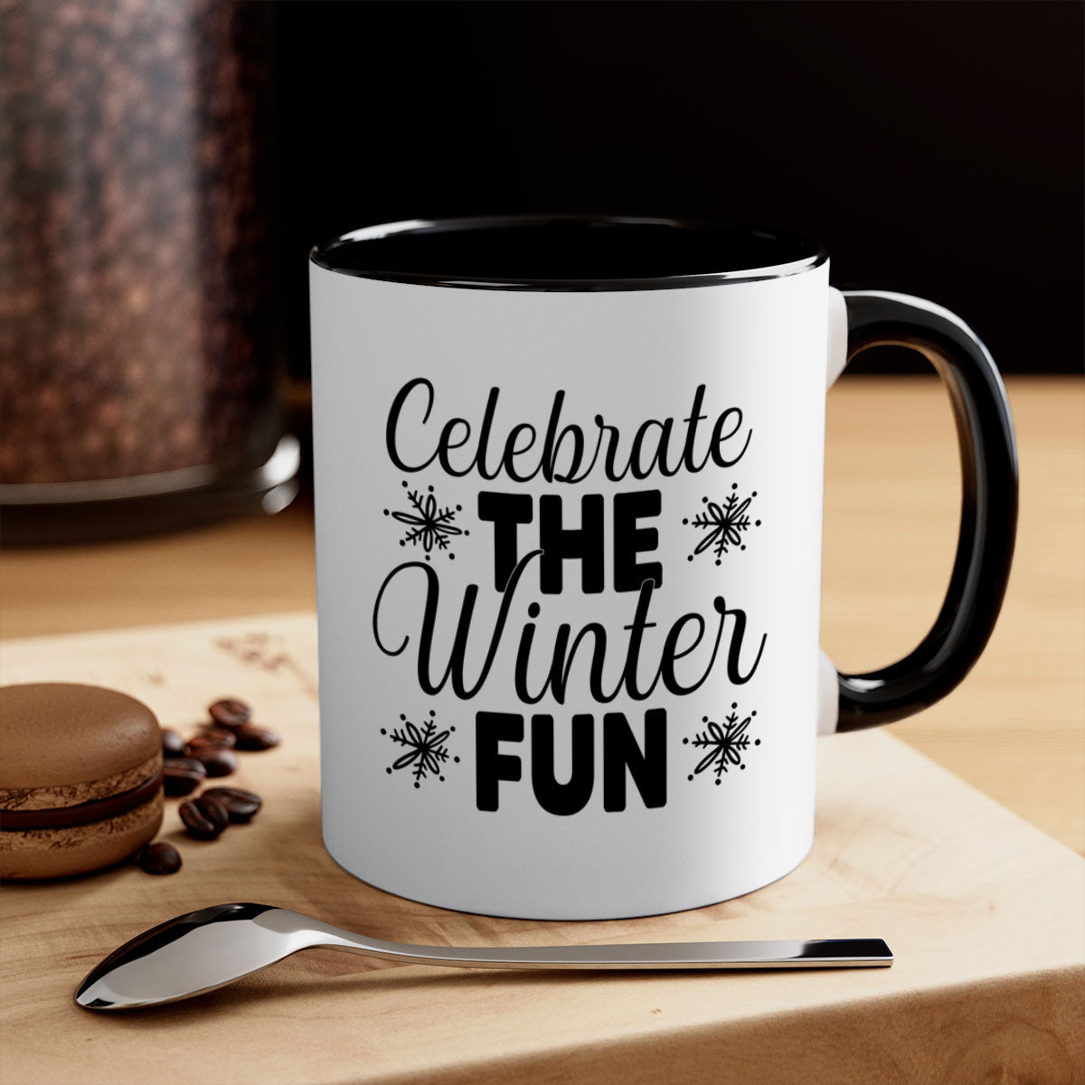 Celebrate the Winter Fun41# Mug featuring a two-tone design with a colored handle and glossy finish, available in multiple colors.