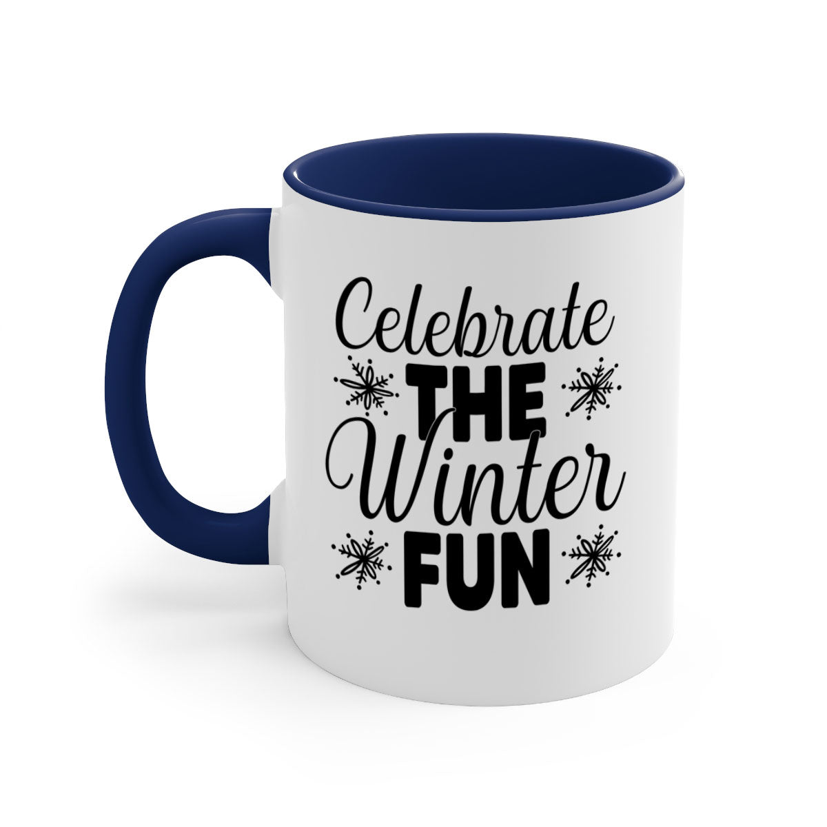 Celebrate the Winter Fun41# Mug featuring a two-tone design with a colored handle and glossy finish, available in multiple colors.