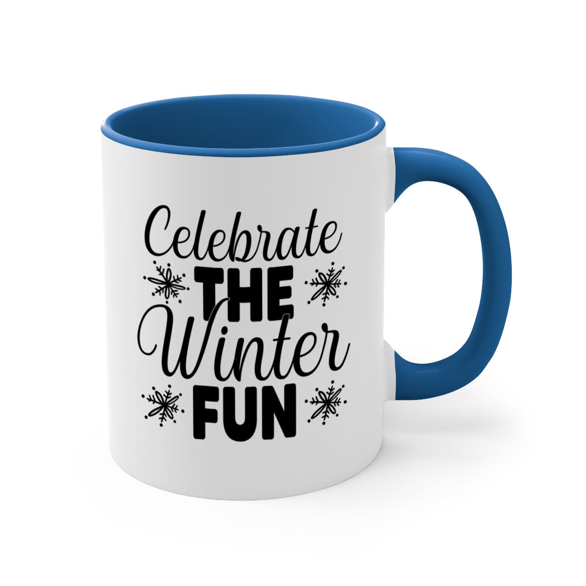 Celebrate the Winter Fun41# Mug featuring a two-tone design with a colored handle and glossy finish, available in multiple colors.