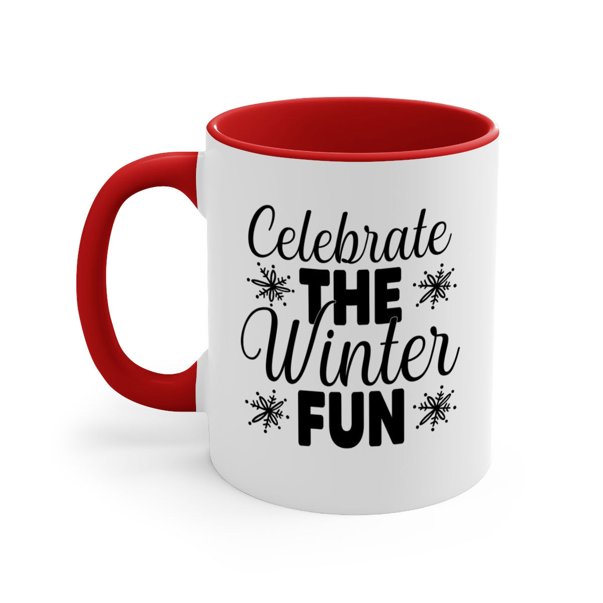 Celebrate the Winter Fun41# Mug featuring a two-tone design with a colored handle and glossy finish, available in multiple colors.