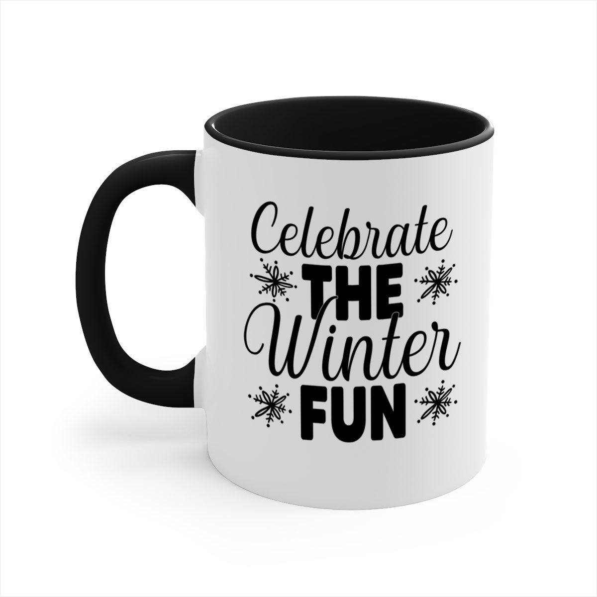 Celebrate the Winter Fun41# Mug featuring a two-tone design with a colored handle and glossy finish, available in multiple colors.
