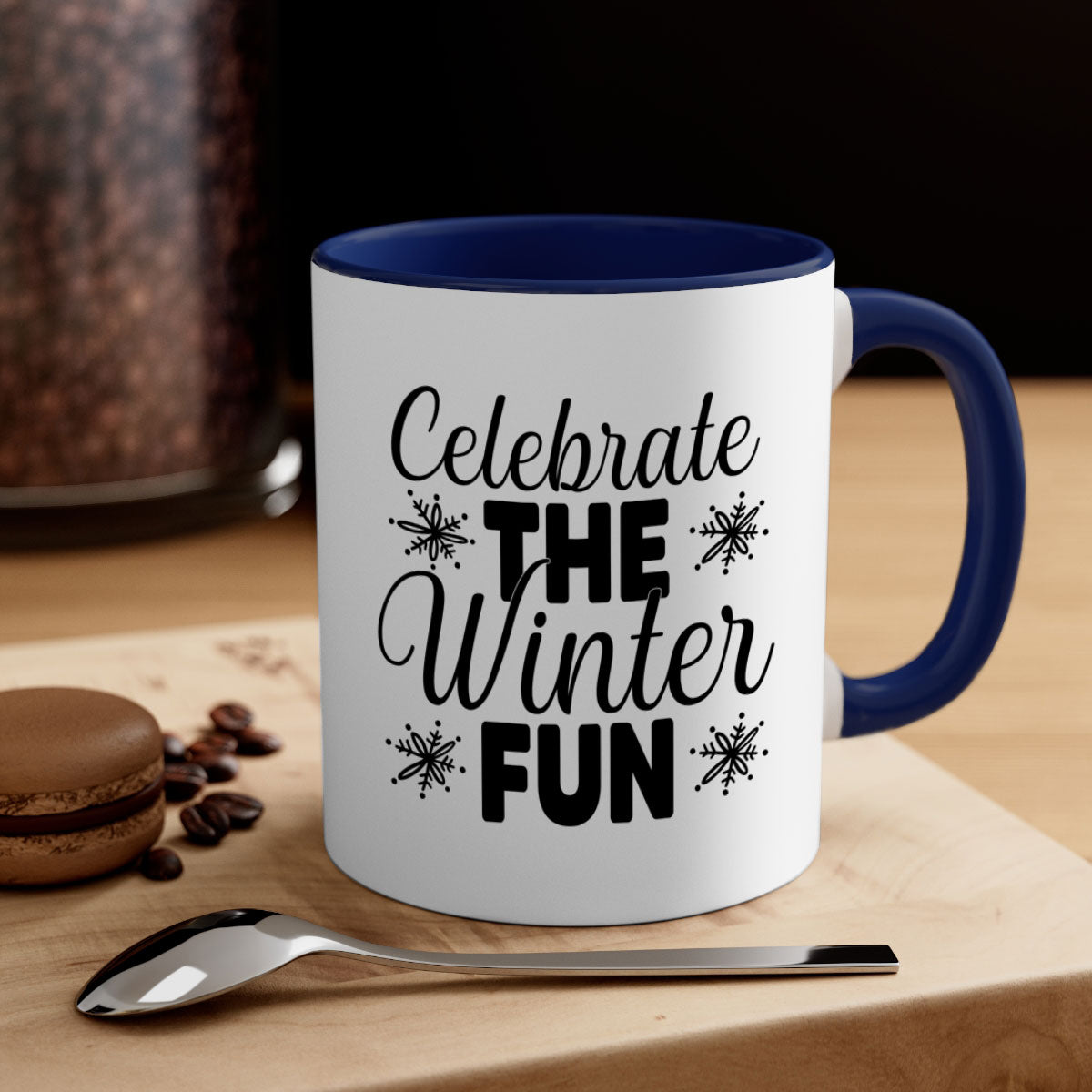 Celebrate the Winter Fun41# Mug featuring a two-tone design with a colored handle and glossy finish, available in multiple colors.