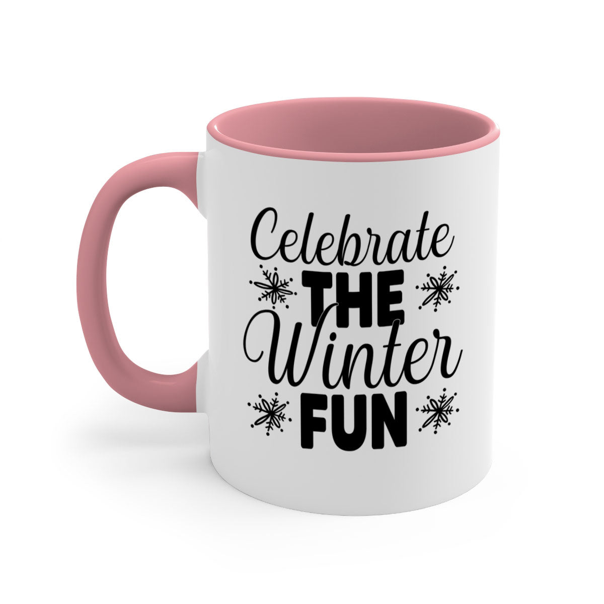 Celebrate the Winter Fun41# Mug featuring a two-tone design with a colored handle and glossy finish, available in multiple colors.
