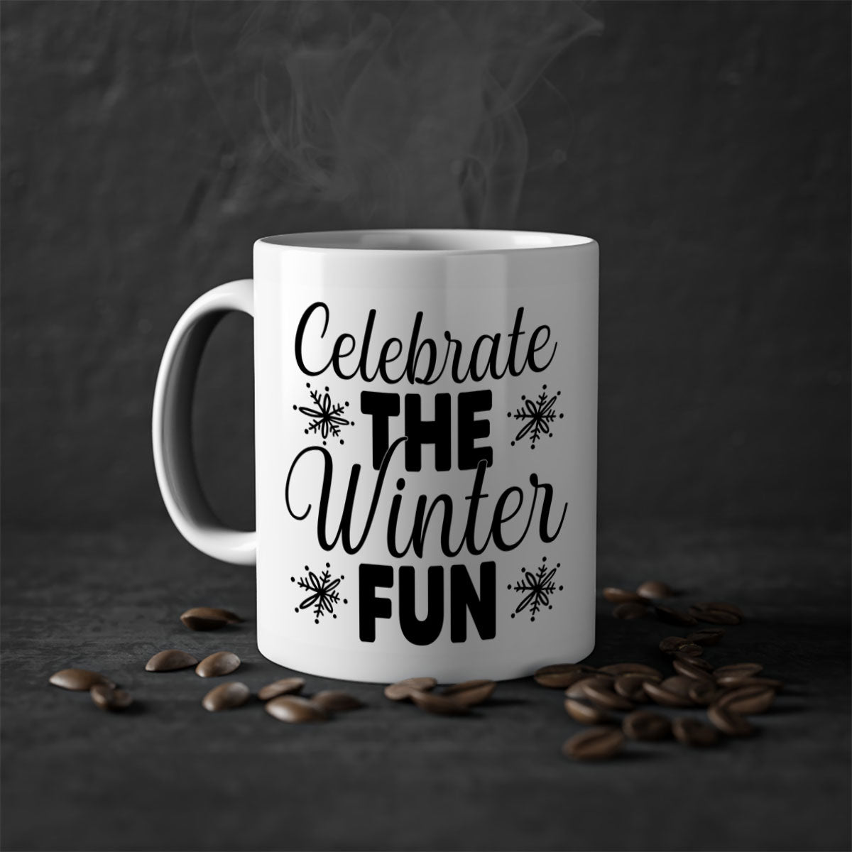 Celebrate the Winter Fun41# Mug featuring a two-tone design with a colored handle and glossy finish, available in multiple colors.
