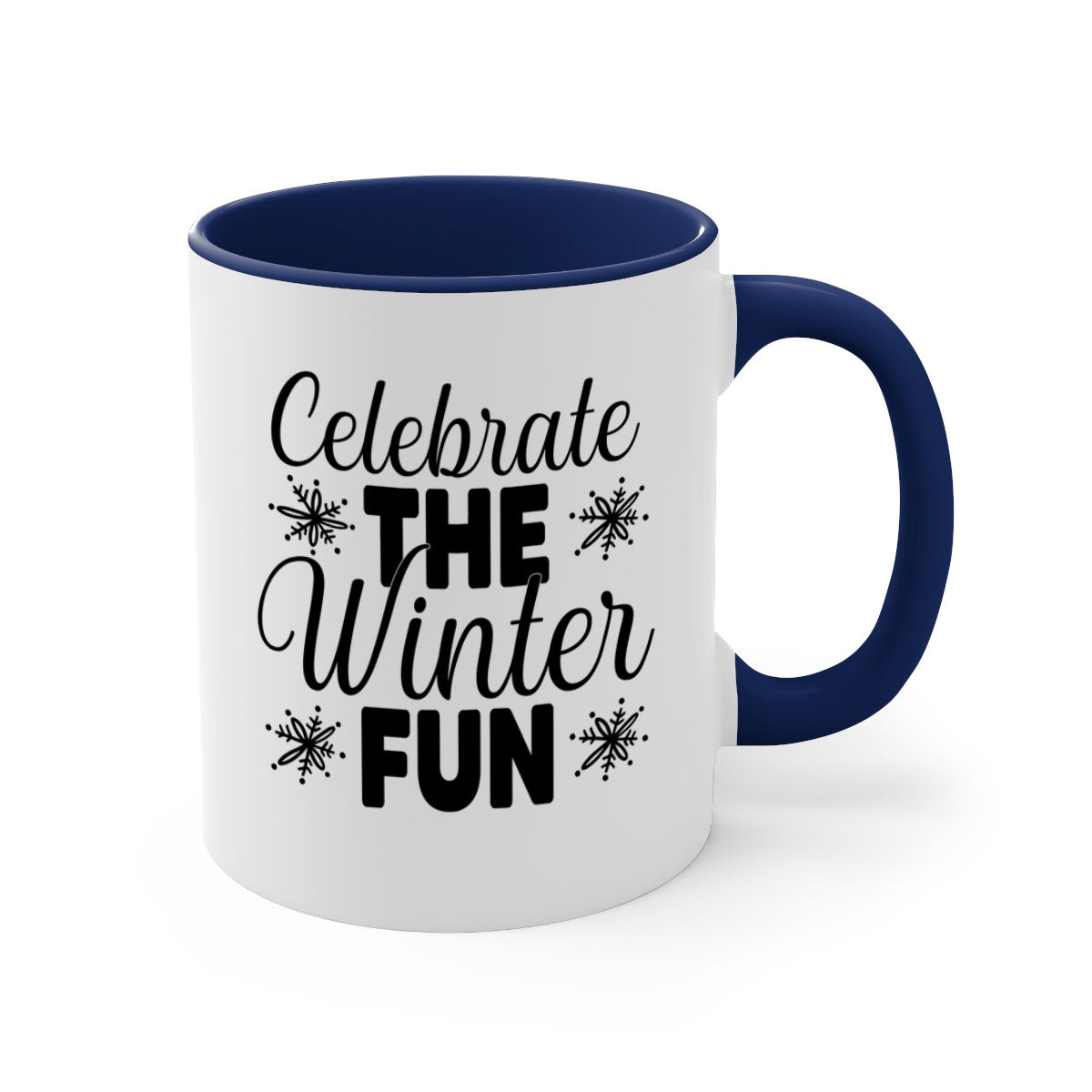 Celebrate the Winter Fun41# Mug featuring a two-tone design with a colored handle and glossy finish, available in multiple colors.